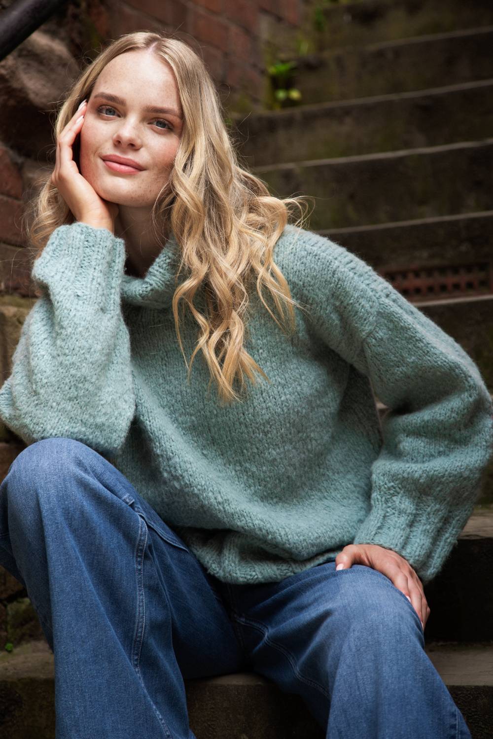 Foggy Alpaca Sweater in Aquamarine