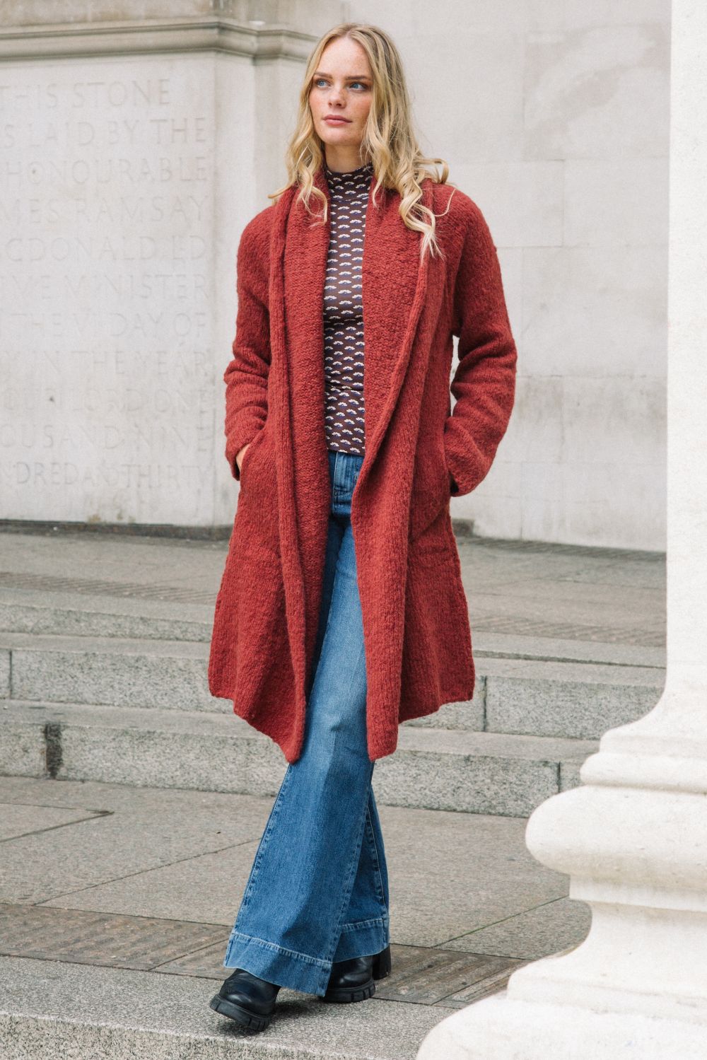 Abrazo Alpaca Coat in Baked Red