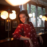 Star Cardigan in Baked Red