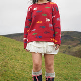 Aquarium Cotton Pullover in Red