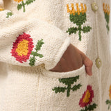 Mini Sunflower Cotton Cardigan in Cream