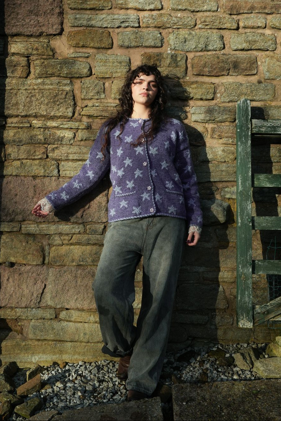 Star Cardigan in Purple