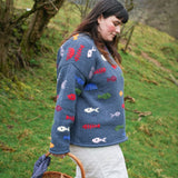 Aquarium Cotton Pullover in Blue