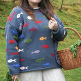Aquarium Cotton Pullover in Blue