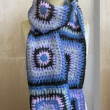 Big Crochet Alpaca Scarf in mid blue and purple