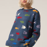 Aquarium Cotton Pullover in Blue