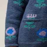 Mini Sunflower Cotton Cardigan in Blue