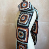 Big Crochet Alpaca Scarf in Chocolate and Apricot