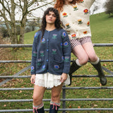 Mini Sunflower Cotton Cardigan in Blue