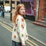 Mini Sunflower Cotton Cardigan in Cream