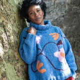 Posy Alpaca Mid-Blue Pullover