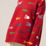 Aquarium Cotton Pullover in Red