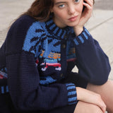 The Gallop Cardigan in Navy and Blue
