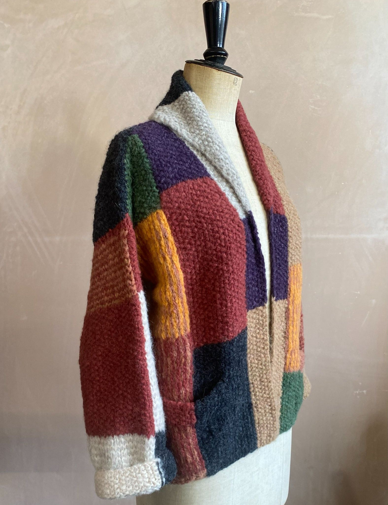 Patchwork Alpaca Jacket in Golden Brown