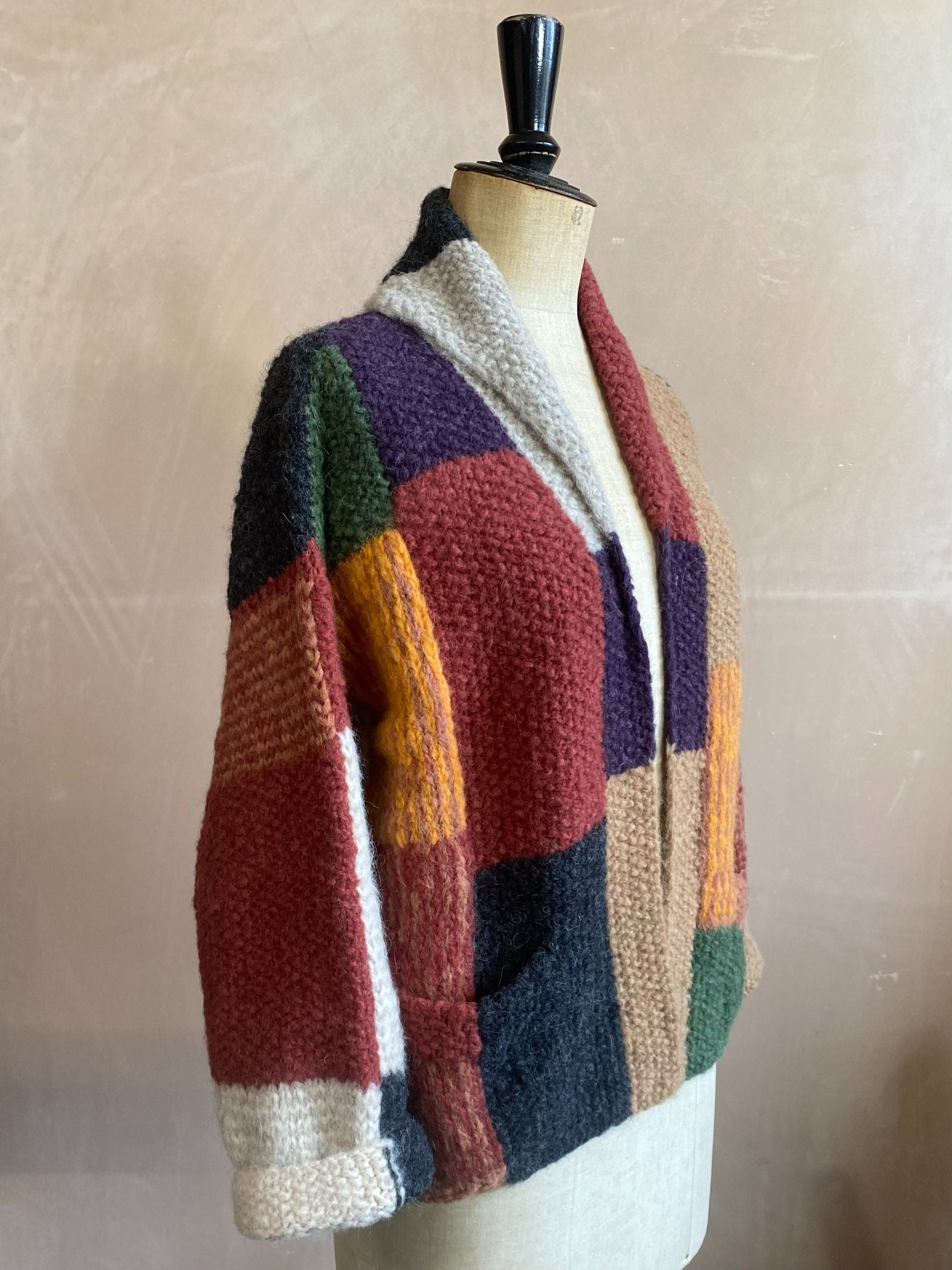 Patchwork Alpaca Jacket in Golden Brown