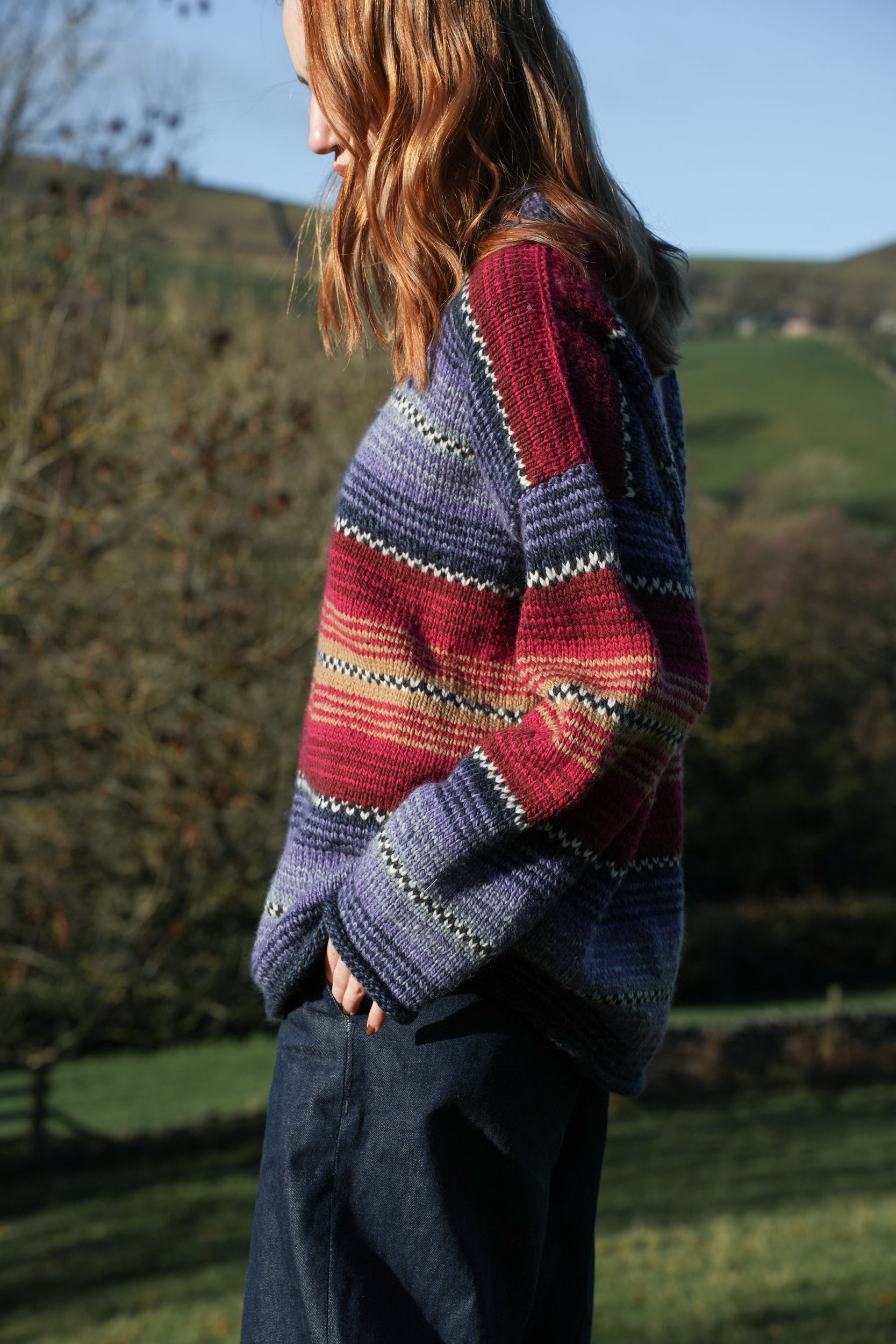 Traders Pullover Purple and Magenta – Amano Knitwear