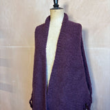 Plain Tassel Shawl in Aubergine