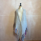 Tassel Shawl in Grey with Multi-Coloured Tassels