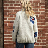 Mystique Flower Alpaca Roll Neck Jumper in Silver