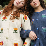 Mini Sunflower Cotton Cardigan in Cream