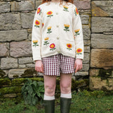 Mini Sunflower Cotton Cardigan in Cream