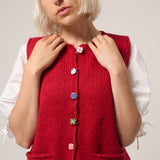 Lucky Cotton Vest in Red