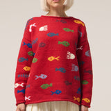 Aquarium Cotton Pullover in Red