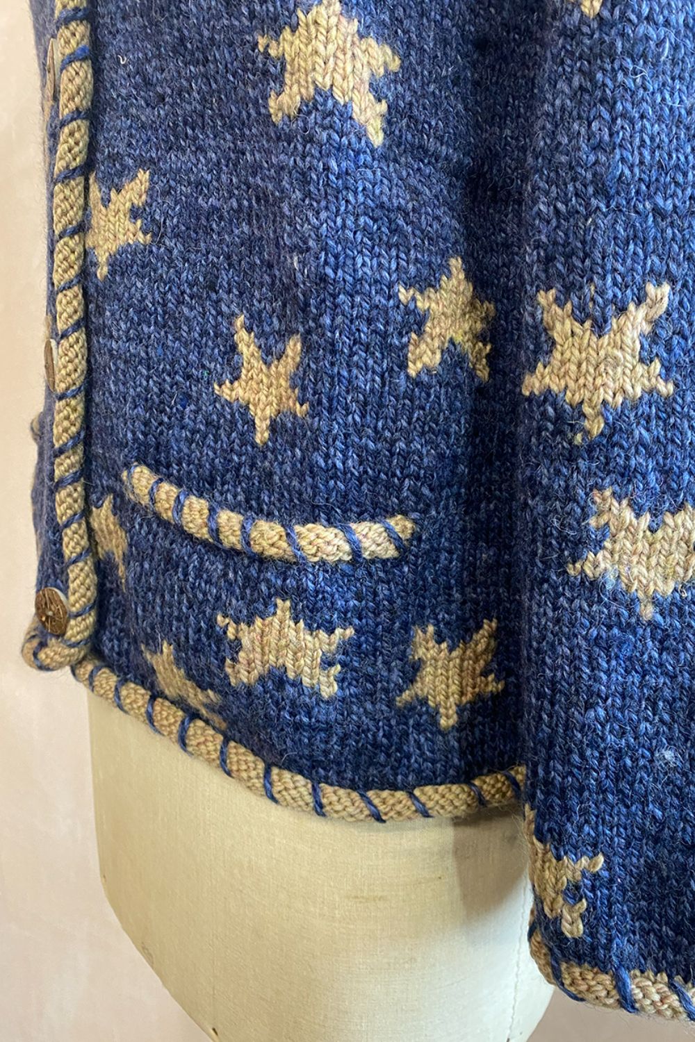 Detail of Star Cardigan pocket and button
