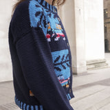 The Gallop Cardigan in Navy and Blue