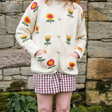 Mini Sunflower Cotton Cardigan in Cream