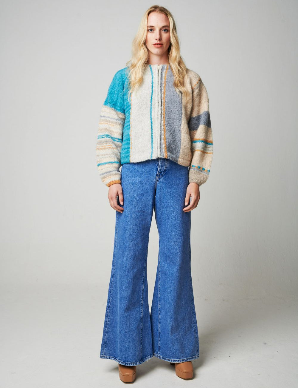 cropped alpaca cardigan womens pastel