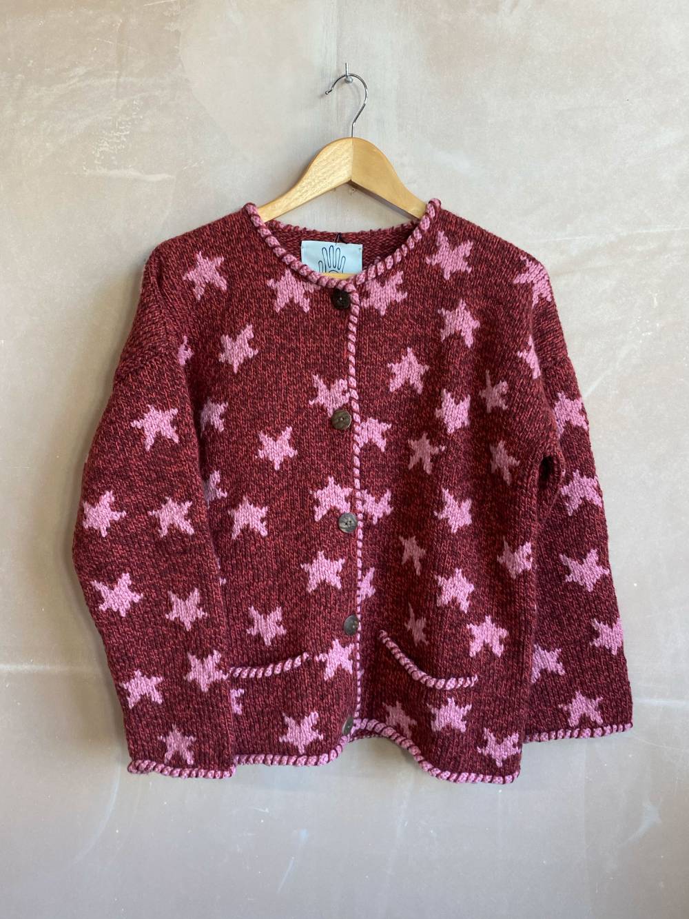 Star Cardigan in Baked Red – Amano Knitwear - Main Image