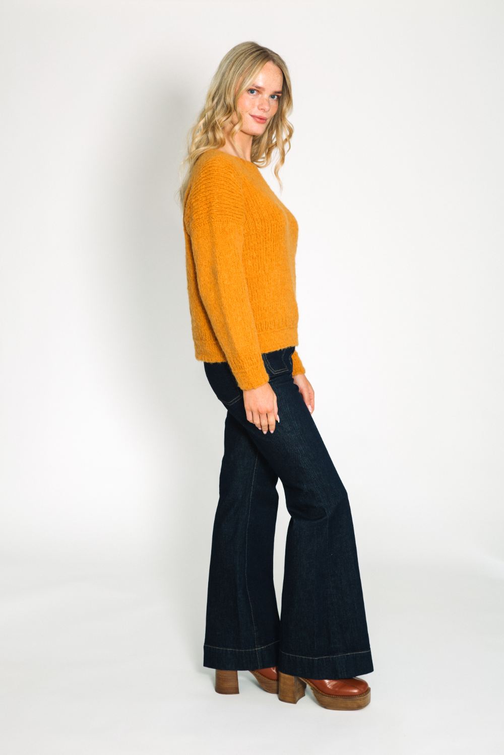 Boat Neck Alpaca Sweater in Golden Yellow – Amano Knitwear