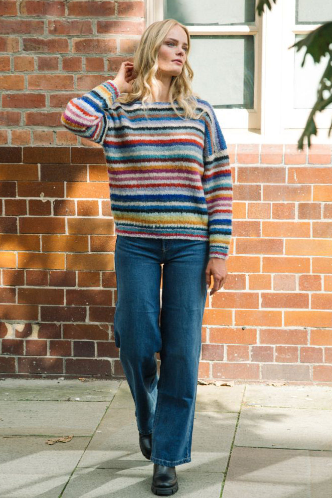 Bold Stripe Alpaca Sweater in Rainbow Colours