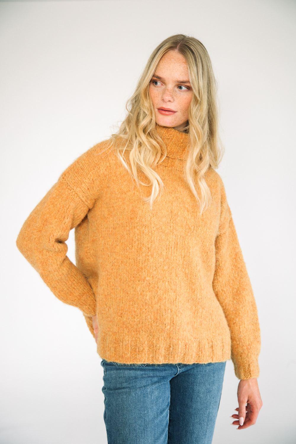 relaxed alpaca sweater jumper womens yellow butterscotch