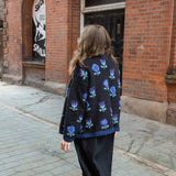 Scattered Flowers Cardigan in Charcoal