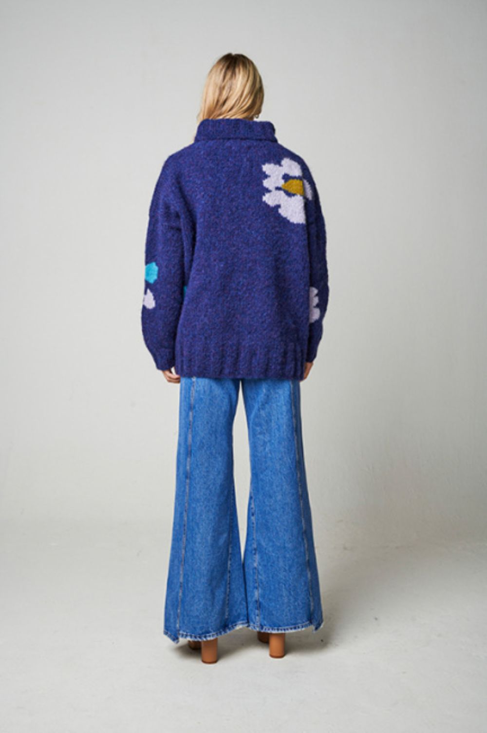 amano hand knit alpaca jumper sweater purple women back
