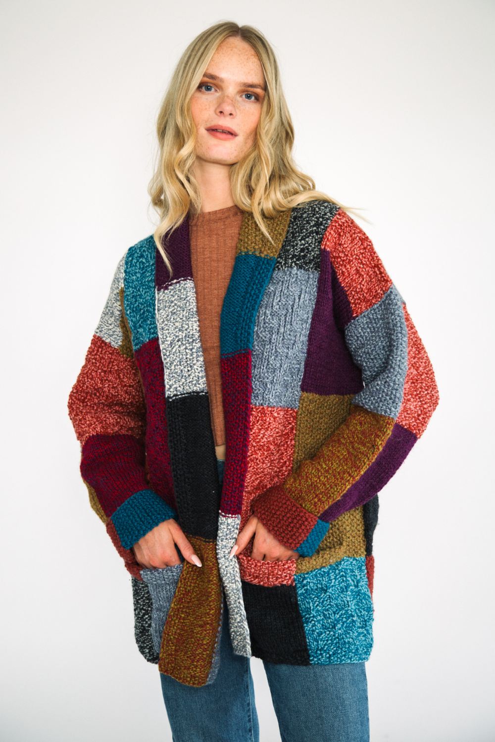 Portobello Vintage Patchwork Open Cardigan – Amano Knitwear