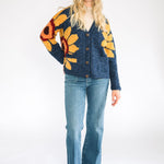 Amano Sunflower V-Neck Wool Cardigan Blue Front
