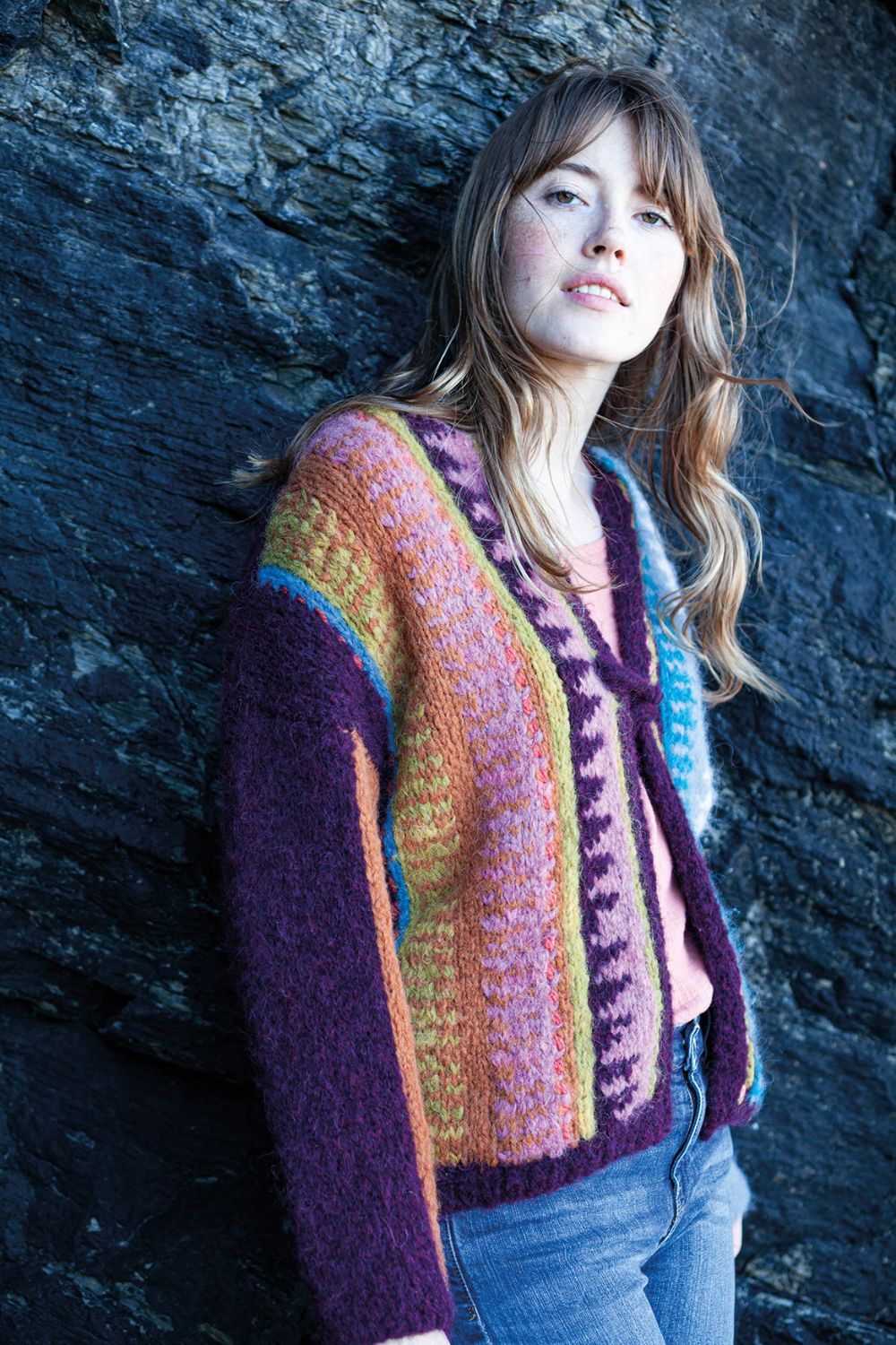 womens alpaca cardigan multi coloured